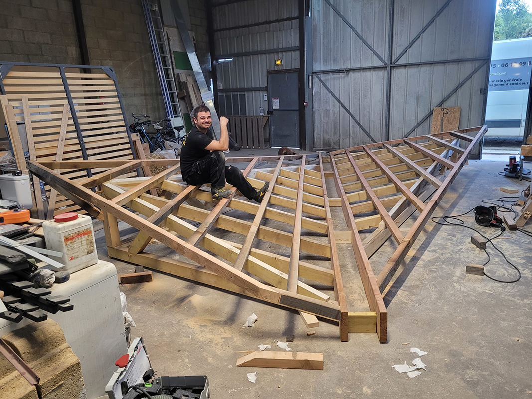 Charpente pour récolte d'eau pluviale, Paris, 2022