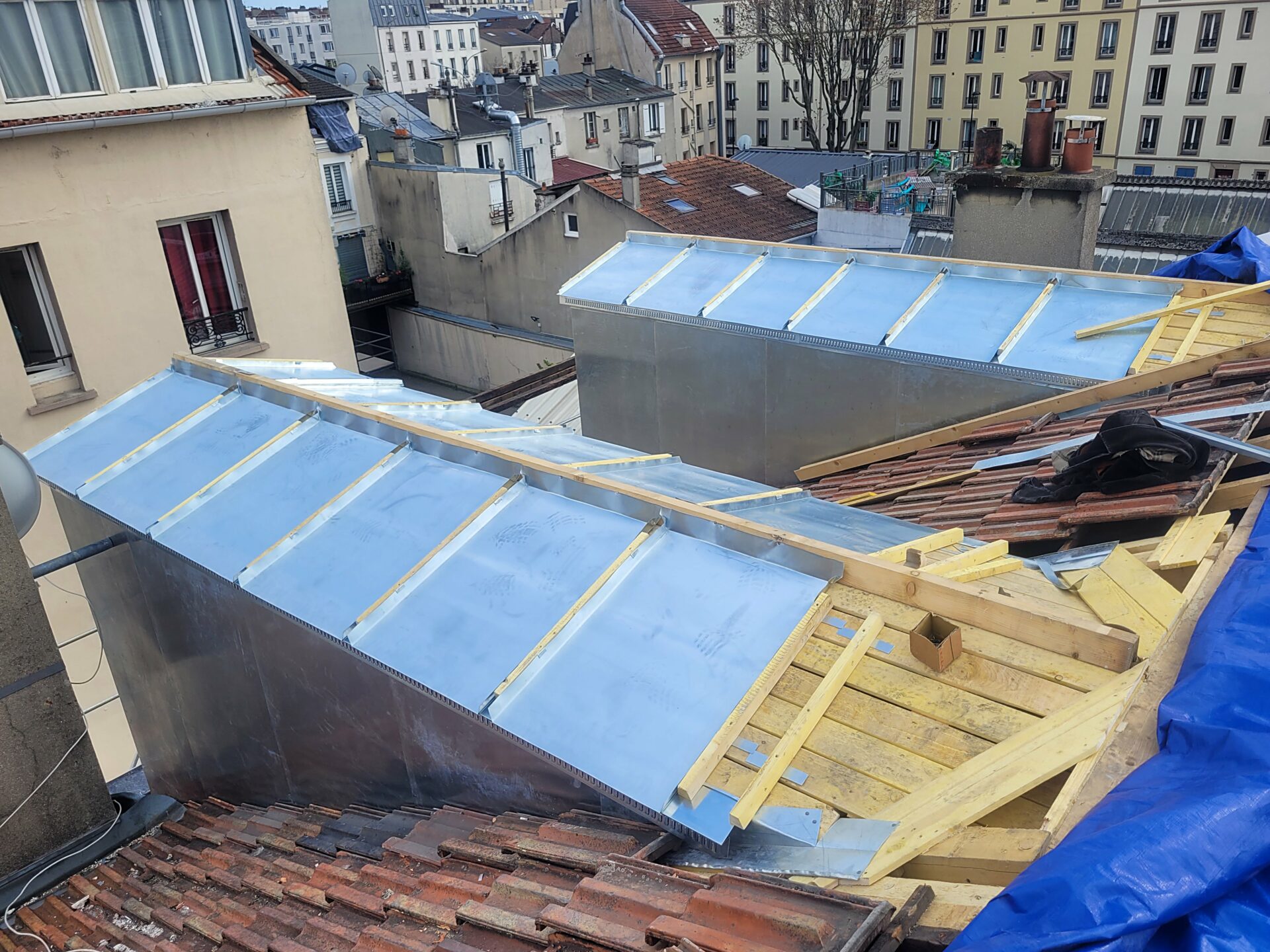 Couverture zinc de lucarnes jacobine, Aubervilliers, 2024
