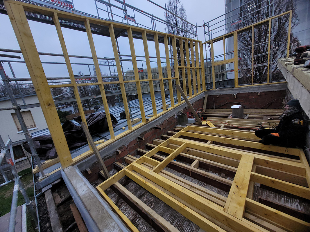 Surélévation ossature bois, St Denis, 2022